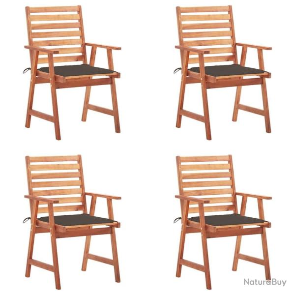 Chaises  manger d'extrieur lot de 4 et coussins Acacia massif alsavelo