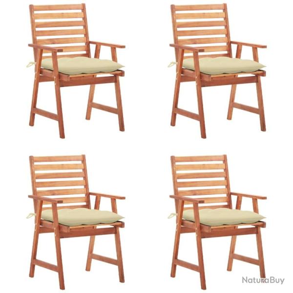 Chaises � manger d'ext�rieur lot de 4 et coussins Acacia massif