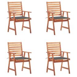 Chaises &agrave; manger d'ext&eacute;rieur lot de 4 et coussins Acacia massif