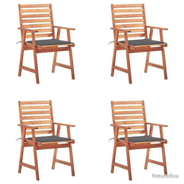 Chaises � manger d'ext�rieur lot de 4 et coussins Acacia massif