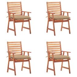 Chaises &agrave; manger d'ext&eacute;rieur lot de 4 et coussins Acacia massif