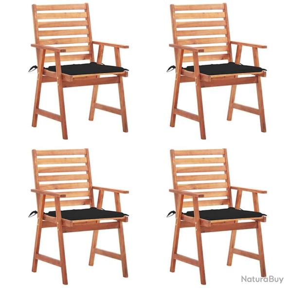 Chaises � manger d'ext�rieur lot de 4 et coussins Acacia massif