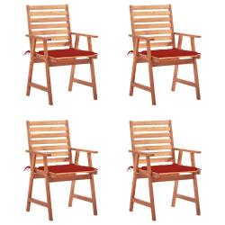 Chaises à manger d'extérieur lot de 4 et coussins Acacia massif alsavelo