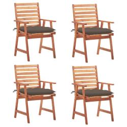 Chaises &agrave; manger d'ext&eacute;rieur lot de 4 et coussins Acacia massif