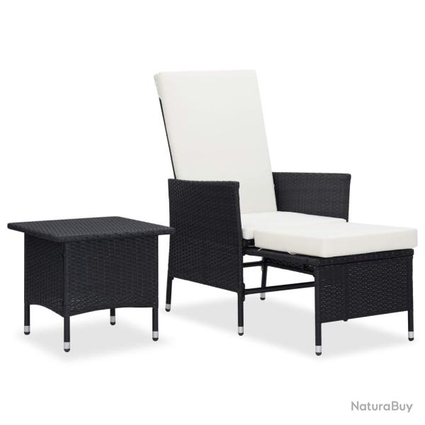 Salon de jardin 2 pcs avec coussins R�sine tress�e Noir