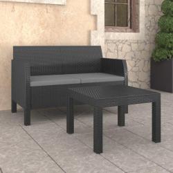 Salon de jardin 2 pcs avec coussins PP Rotin Anthracite alsavelo