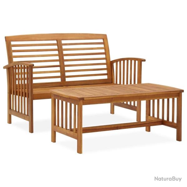 Salon de jardin 2 pcs Bois d'acacia solide alsavelo