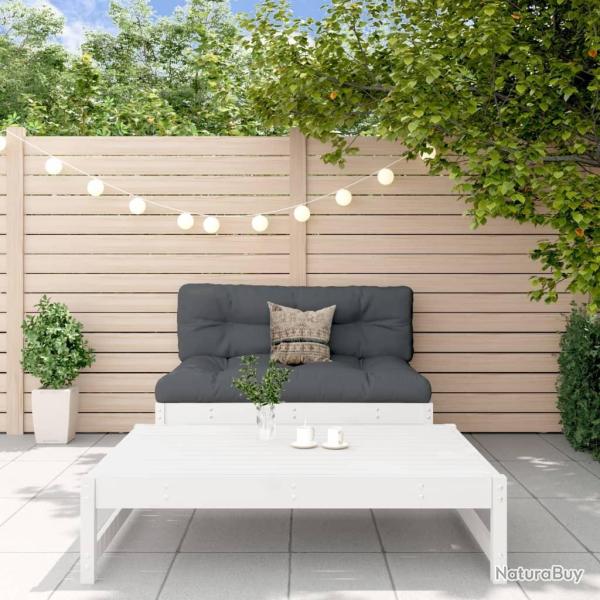 Salon de jardin 2 pcs blanc bois de pin massif alsavelo