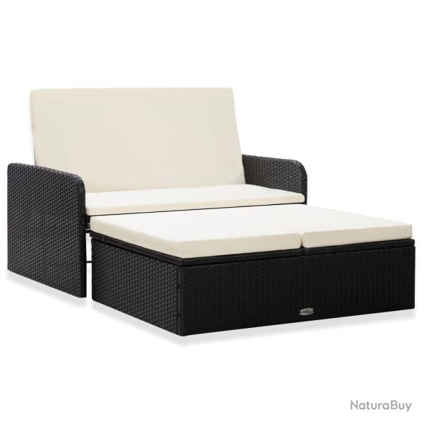 Salon de jardin 2 pcs avec coussins R�sine tress�e Noir