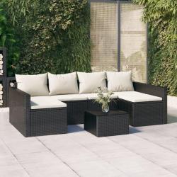 Salon de jardin 2 pcs avec coussins Noir R&eacute;sine tress&eacute;e
