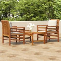 Salon de jardin 3 pcs avec coussins bois massif d'acacia alsavelo