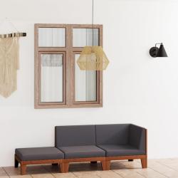 Salon de jardin 3 pcs avec coussins Bois d'acacia solide alsavelo