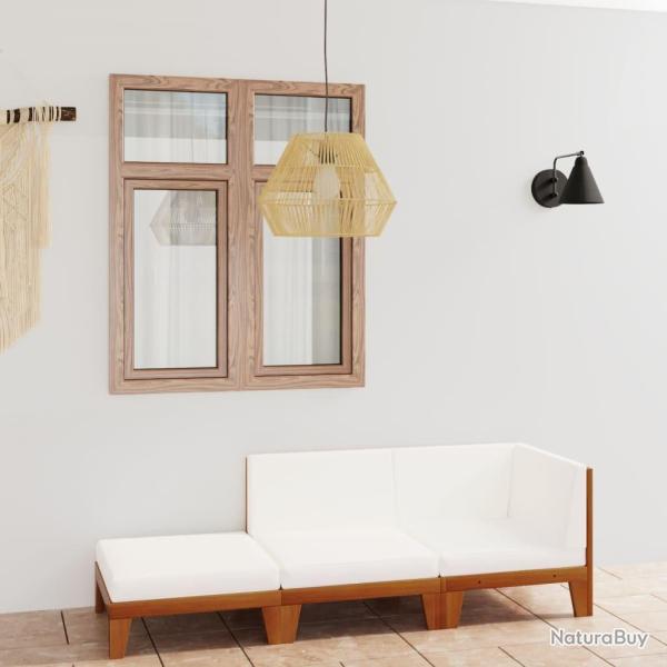 Salon de jardin 3 pcs avec coussins Bois d'acacia solide alsavelo