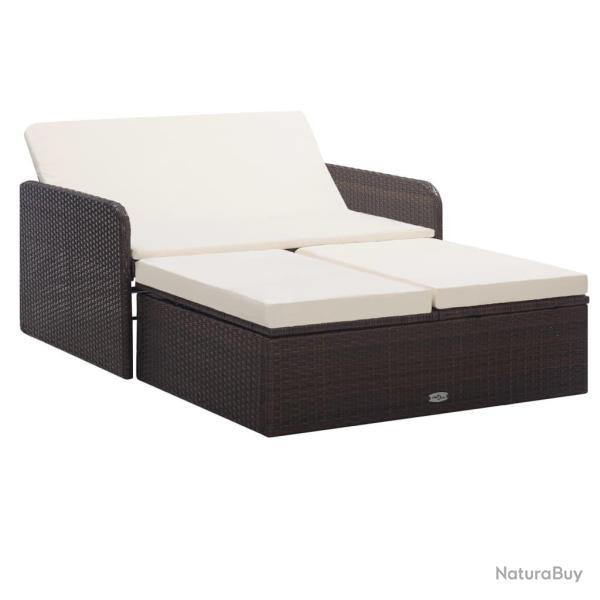 Salon de jardin 2 pcs avec coussins R�sine tress�e Marron