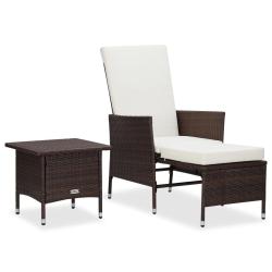 Salon de jardin 2 pcs avec coussins R&eacute;sine tress&eacute;e Marron