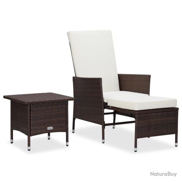 Salon de jardin 2 pcs avec coussins R�sine tress�e Marron