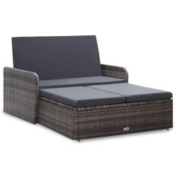 Salon de jardin 2 pcs avec coussins R&eacute;sine tress&eacute;e Gris