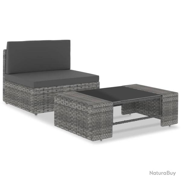 Salon de jardin 2 pcs R�sine tress�e Gris