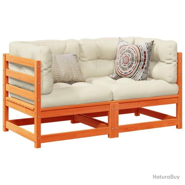 Salon de jardin 2 pcs cire marron bois de pin massif alsavelo