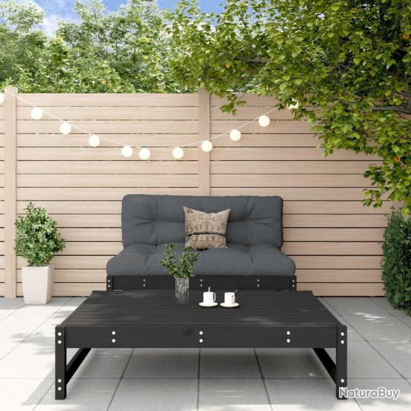 Salon de jardin 2 pcs noir bois massif de pin alsavelo