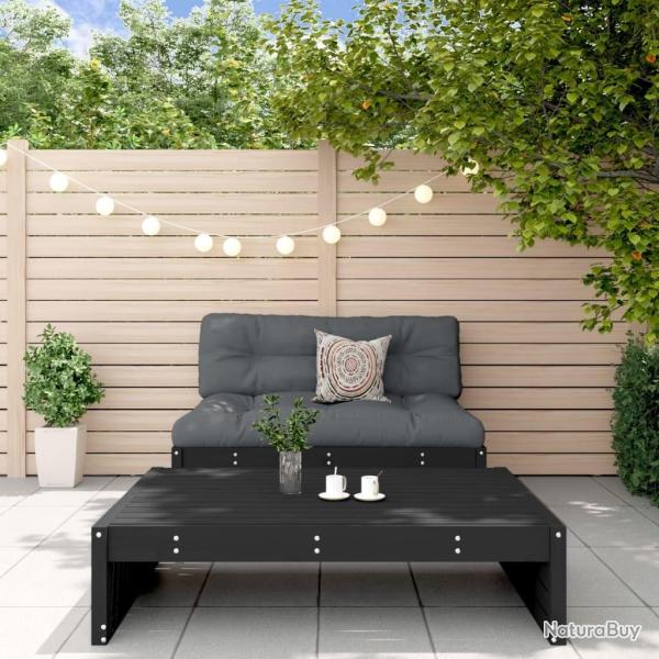 Salon de jardin 2 pcs noir bois massif de pin alsavelo