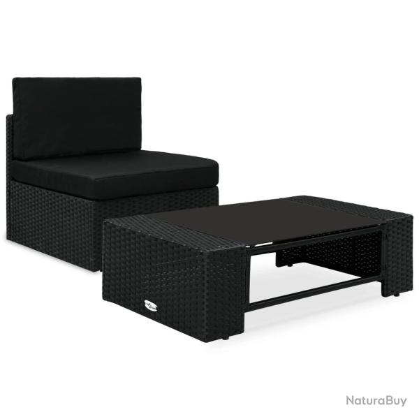 Salon de jardin 2 pcs R�sine tress�e Noir