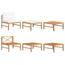 Salon de jardin 3 pcs avec coussins cr&egrave;me Bois de teck