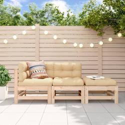Salon de jardin 3 pcs avec coussins bois massif alsavelo