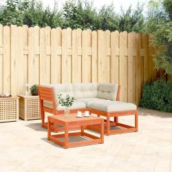 Salon de jardin 3 pcs avec coussins cire marron bois pin massif alsavelo