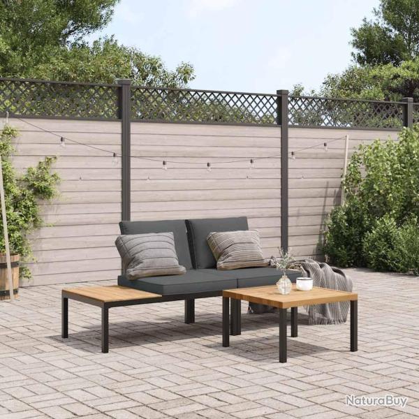 Salon de jardin 3 pcs avec coussins noir aluminium alsavelo