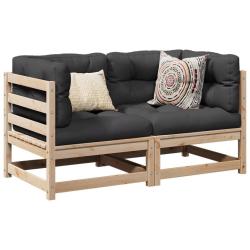 Salon de jardin 2 pcs avec coussins bois de pin massif alsavelo