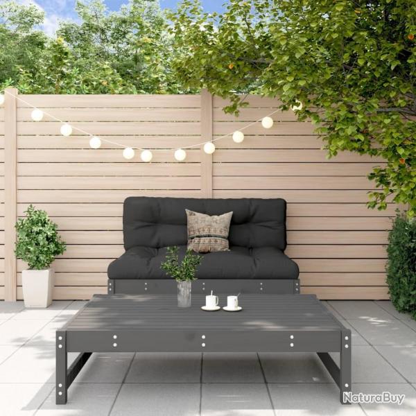 Salon de jardin 2 pcs avec coussins gris bois massif alsavelo