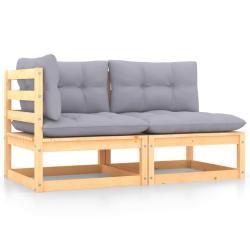 Salon de jardin 2 pcs avec coussins Bois de pin massif