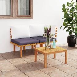 Salon de jardin 2 pcs avec coussins Bois d'acacia solide