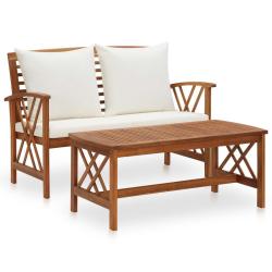 Salon de jardin 2 pcs avec coussins bois d'acacia solide alsavelo