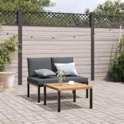 Salon de jardin 2 pcs avec coussins noir aluminium alsavelo