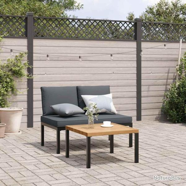 Salon de jardin 2 pcs avec coussins noir aluminium alsavelo