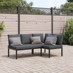 Salon de jardin 2 pcs avec coussins noir aluminium alsavelo