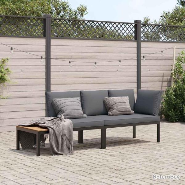 Salon de jardin 2 pcs avec coussins noir aluminium alsavelo