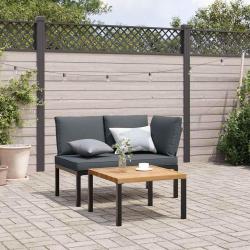 Salon de jardin 2 pcs avec coussins noir aluminium alsavelo