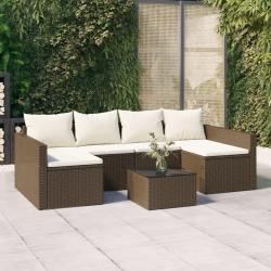 Salon de jardin 2 pcs avec coussins Marron R&eacute;sine tress&eacute;e
