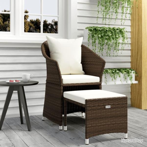 Salon de jardin 2 pcs avec coussins Marron Rsine tresse alsavelo