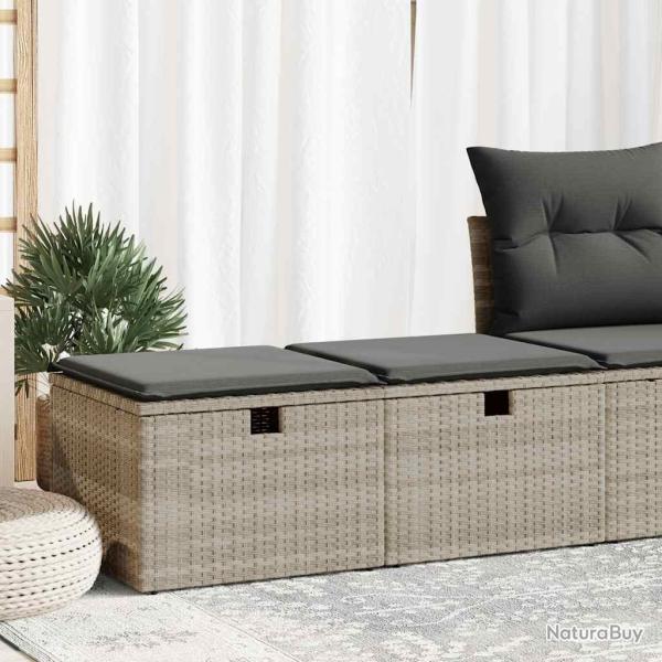 Salon de jardin 2 pcs avec coussins gris clair polyrotin acacia alsavelo