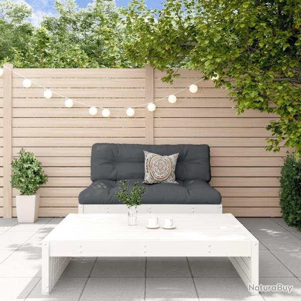 Salon de jardin 2 pcs avec coussins blanc bois massif alsavelo