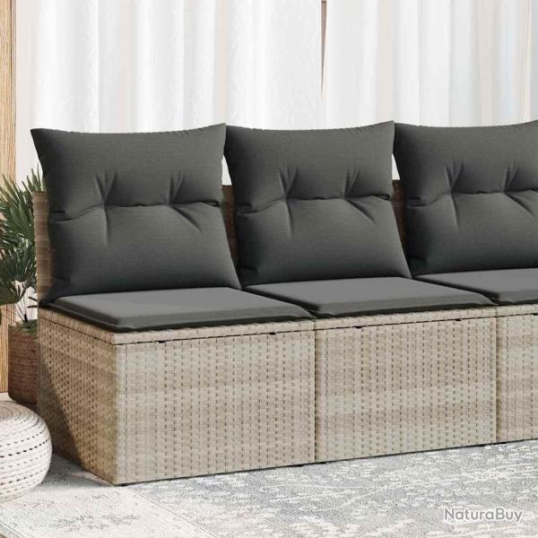 Salon de jardin 2 pcs avec coussins gris clair polyrotin acacia alsavelo