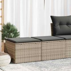 Salon de jardin 2 pcs avec coussins gris r&eacute;sine tress&eacute;e acacia