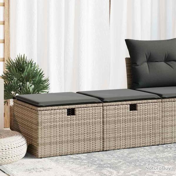 Salon de jardin 2 pcs avec coussins gris r�sine tress�e acacia