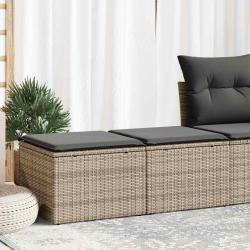 Salon de jardin 2 pcs avec coussins gris r&eacute;sine tress&eacute;e acacia