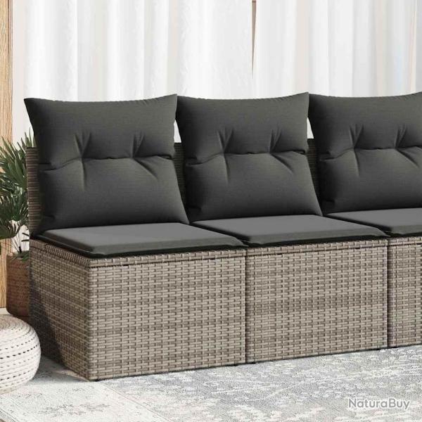 Salon de jardin 2 pcs avec coussins gris r�sine tress�e acacia