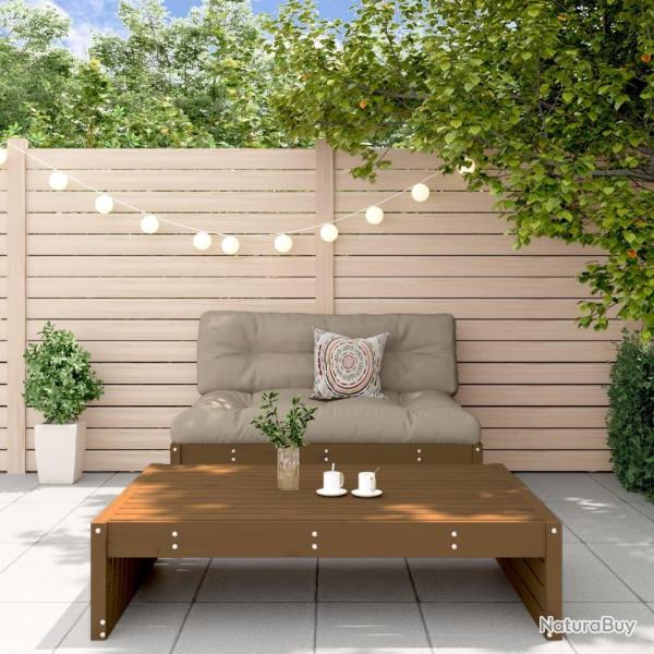 Salon de jardin 2 pcs avec coussins marron miel bois massif alsavelo
